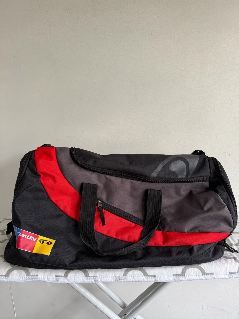 Salomon Black Gray and Red Sport Duffel Bag